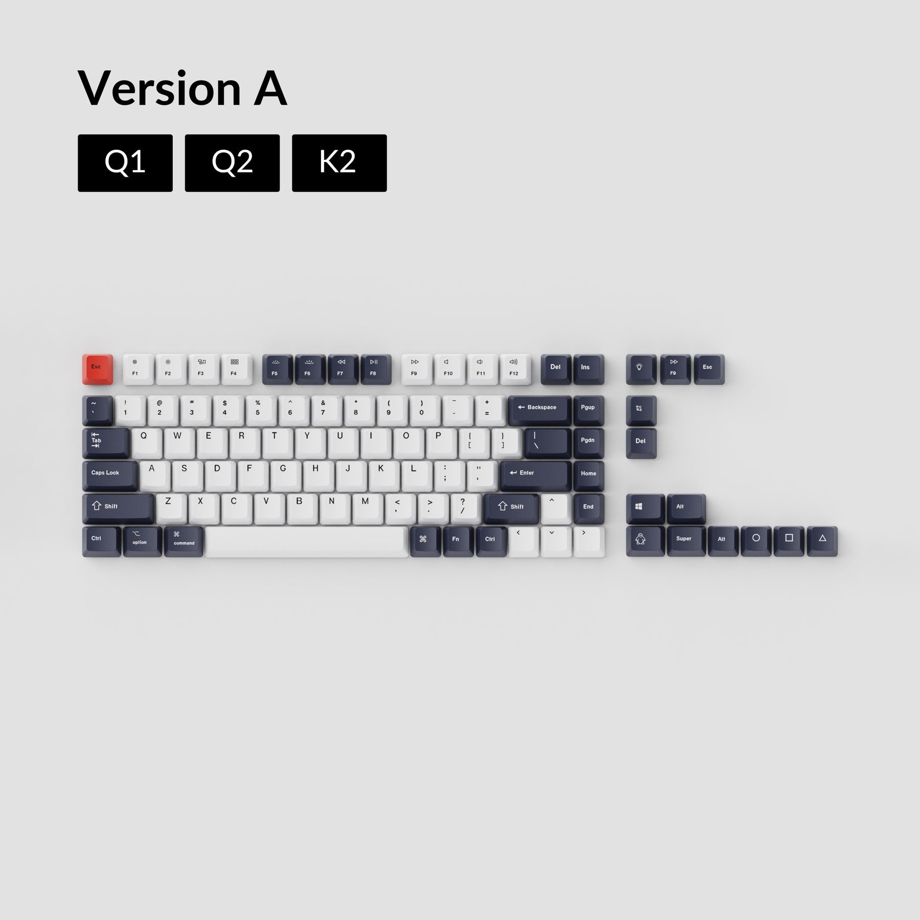 keychron-set-de-keycaps-oem-pbt-dye-sub-noir-bleut-et-blanc image 2