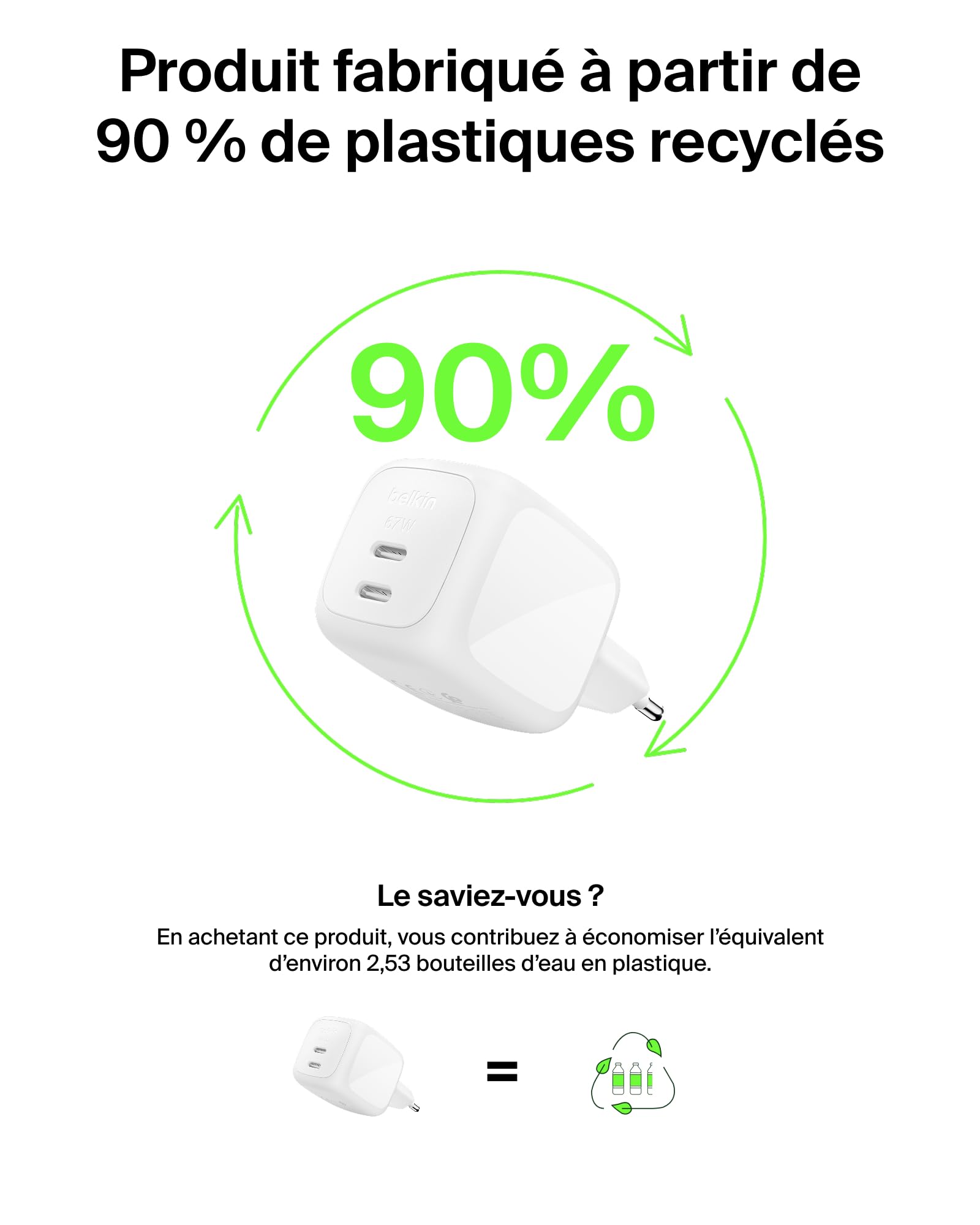 belkin-boostcharge-pro-chargeur-usb-c-gan-67-w-2-ports-blanc image 8