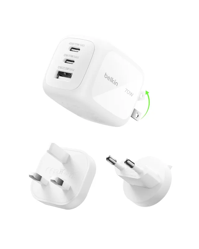 belkin-chargeur-usb-c-gan-70w-3-ports-2-usb-c-usb-a-blanc image 1