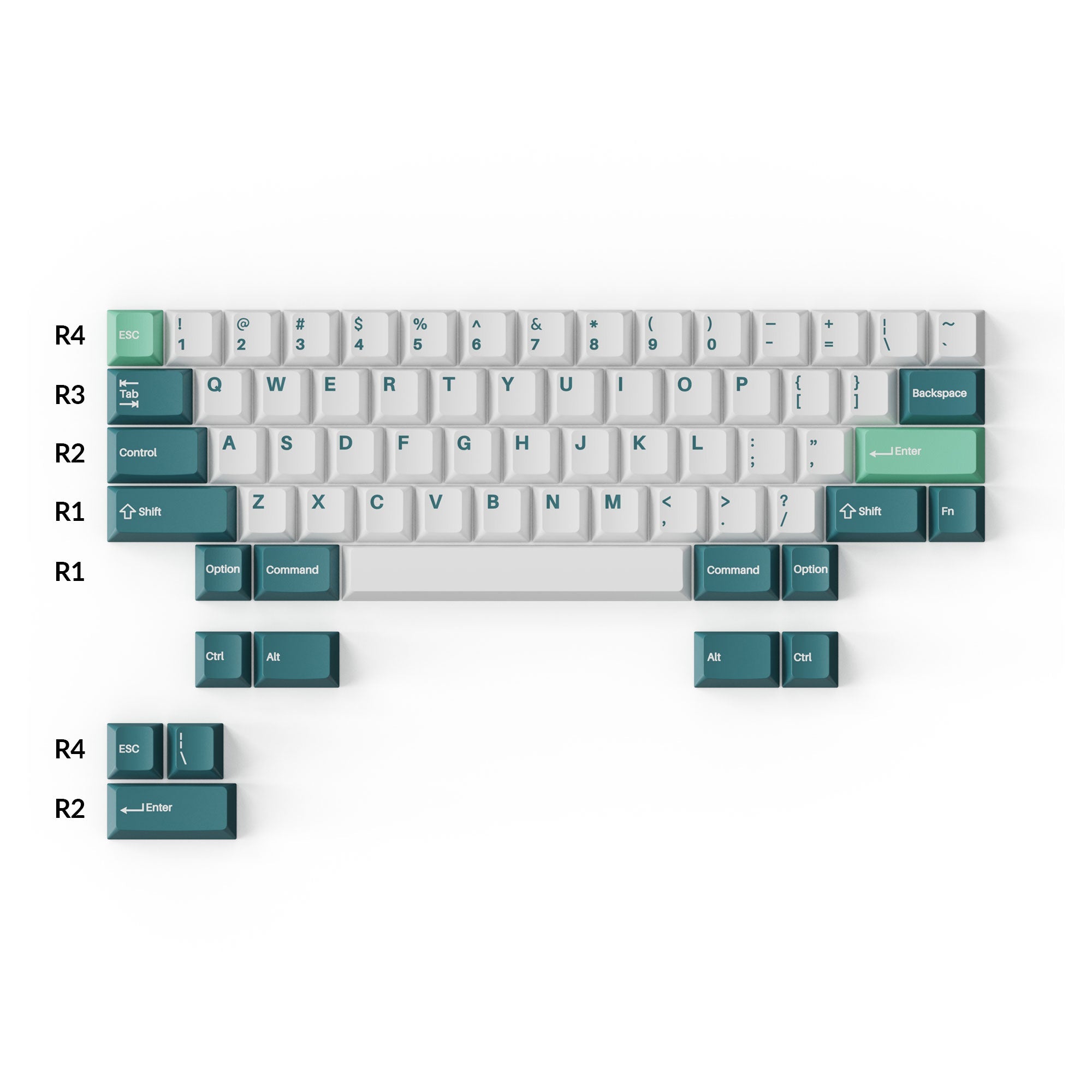 keychron-set-complet-de-touches-pbt-double-shot-profil-cherry-blanc-menthe image 3