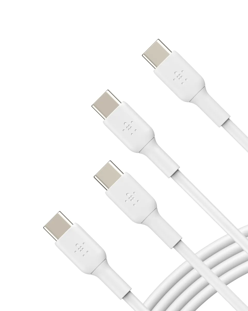 belkin-cab003bt1mwh2pk-c-ble-usb-c-vers-usb-c-2-0-pvc-1-m-pack-de-2-blanc image 1
