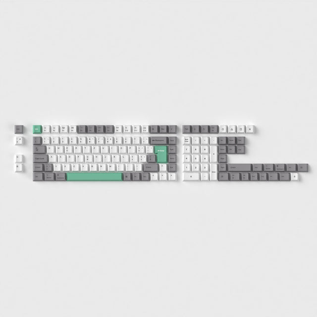 keychron-set-de-keycaps-iso-cherry-dye-sub-pbt-full-set-gris-blanc-menthe image 5
