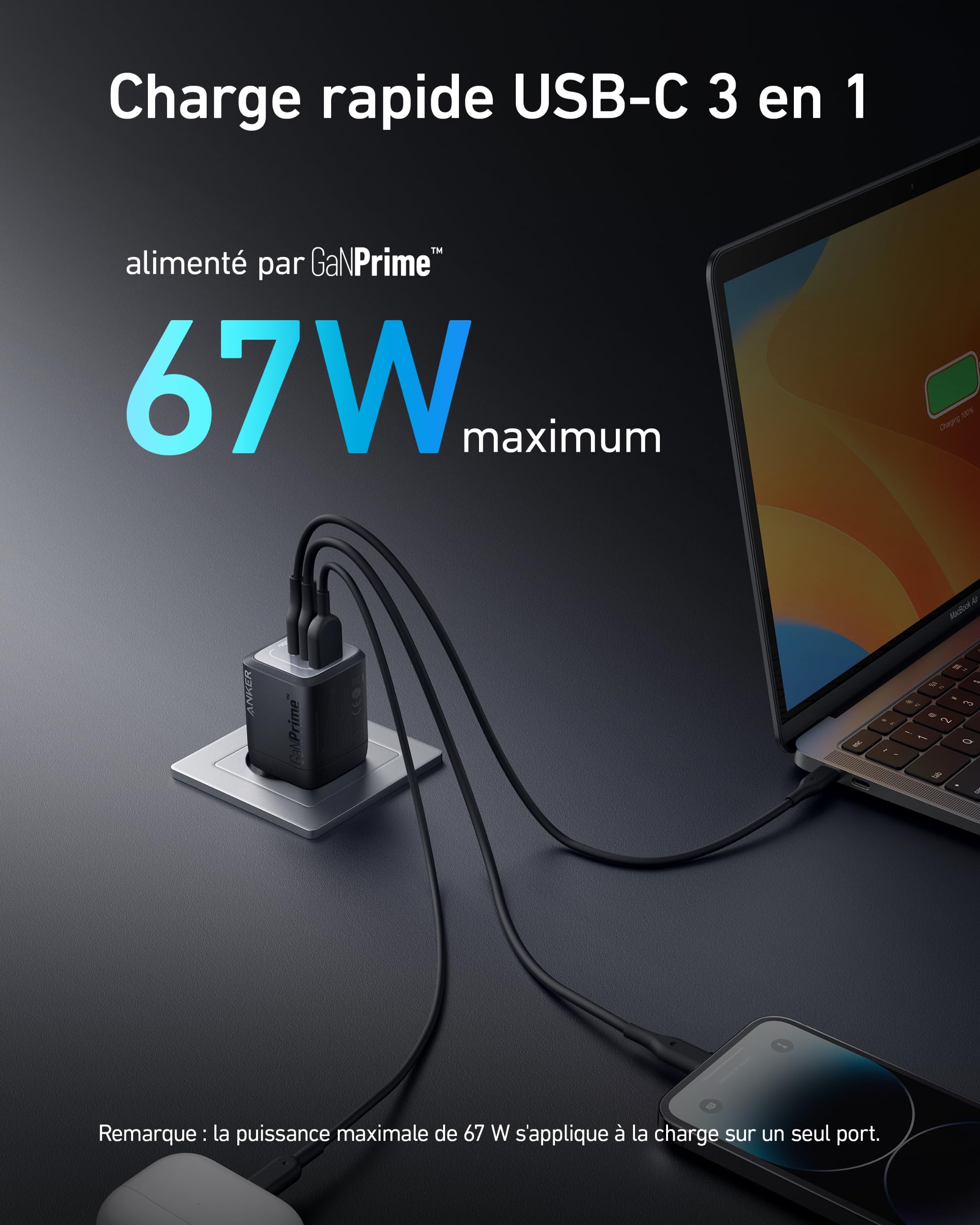 anker-prime-chargeur-usb-c-67-w-gan-3-ports-pliable image 2