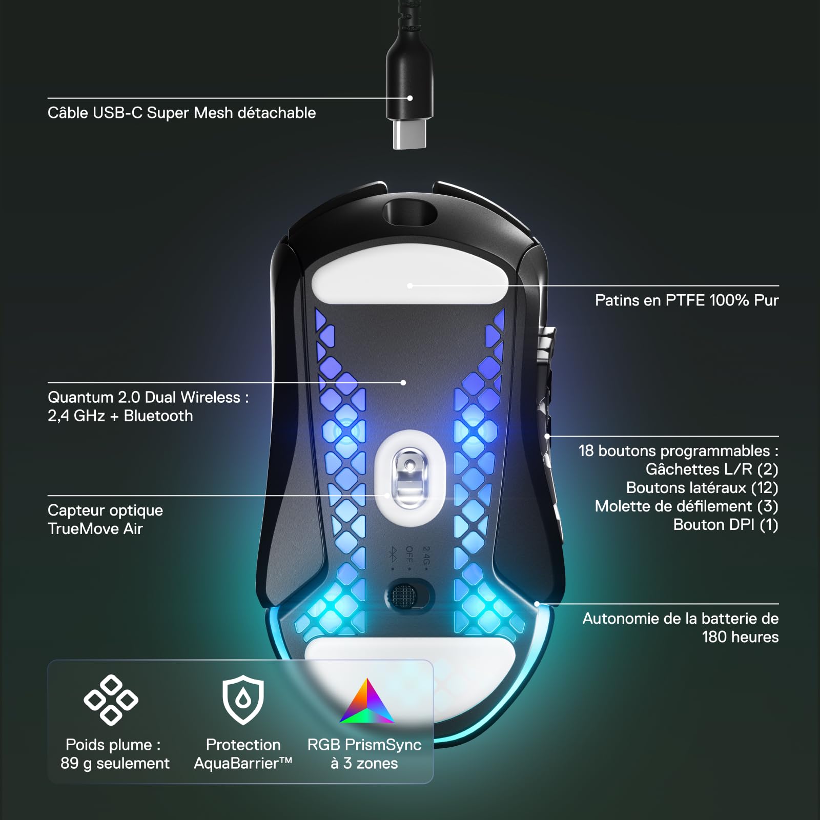 steelseries-aerox-9-wireless-souris-mmo-89g-18-boutons-truemove-air-18k-dpi image 4