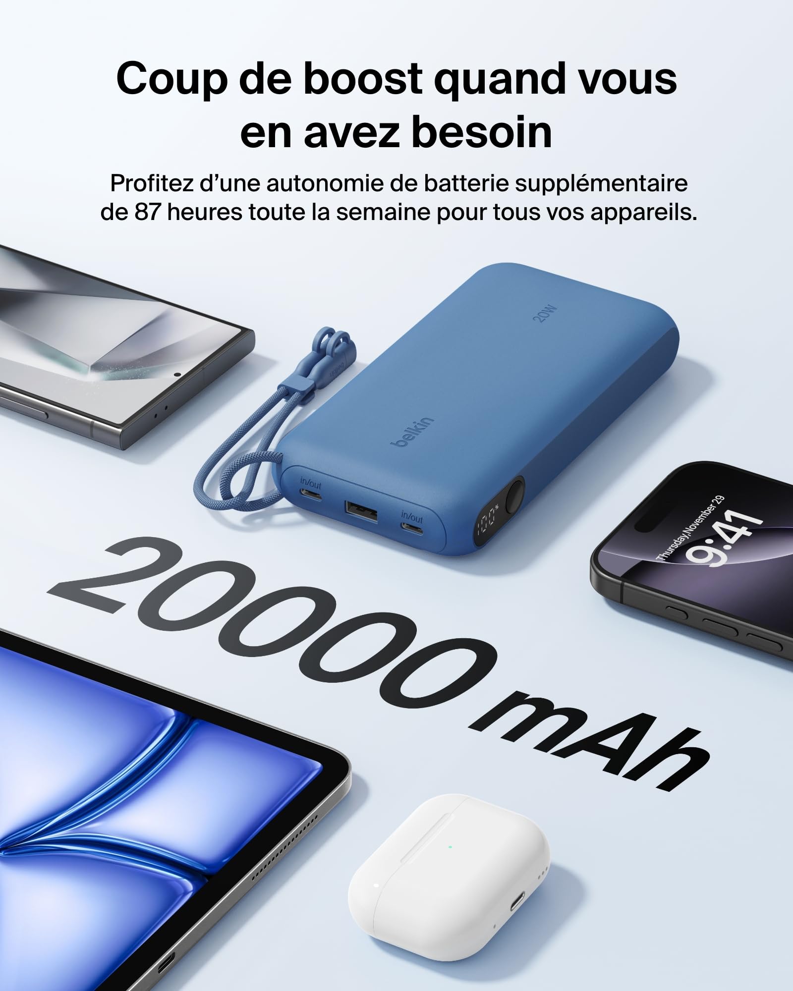 belkin-batterie-externe-usb-c-20-000-mah-20w-3-ports-avec-cran-num-rique-bleu image 5