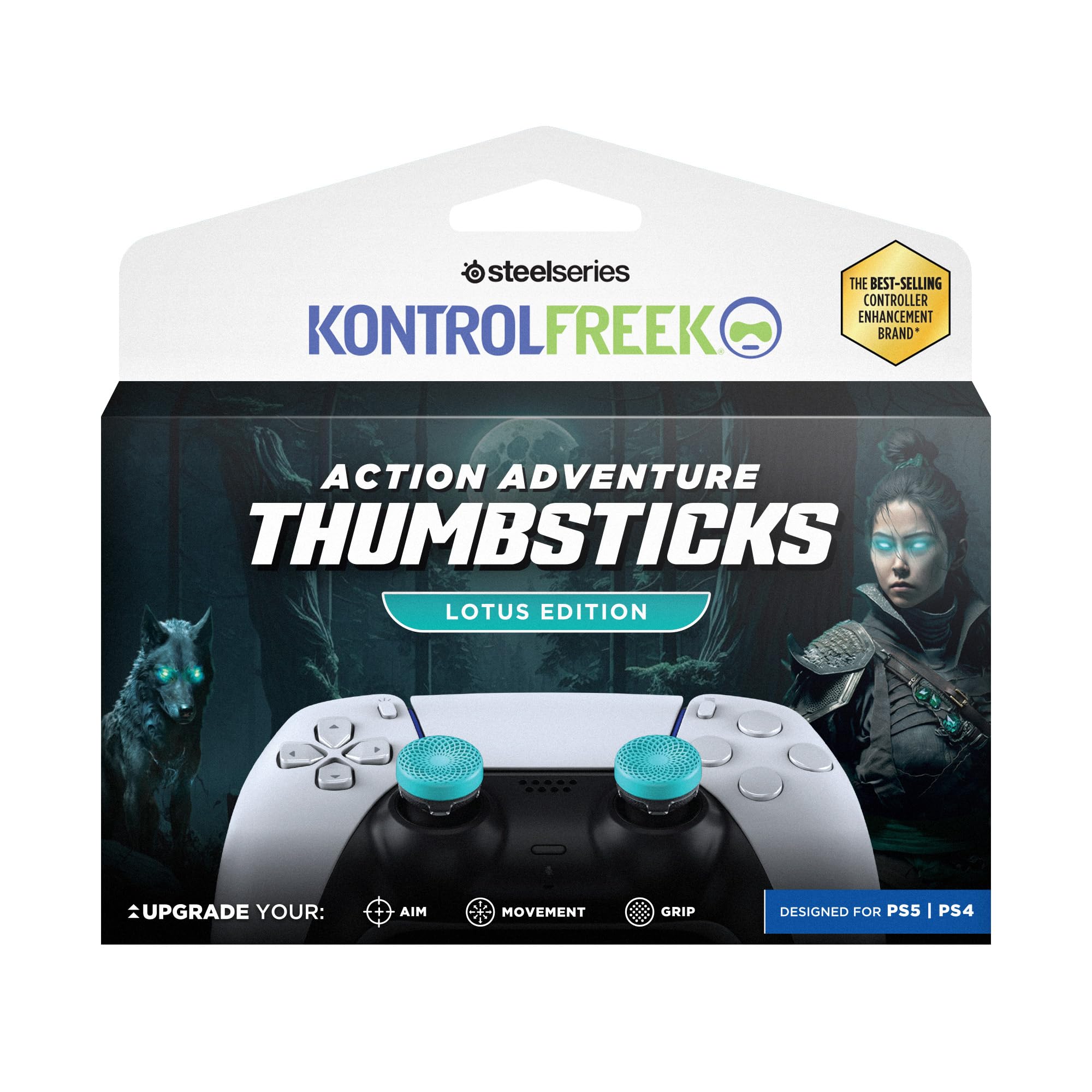 kontrolfreek-lotus-grips-turquoise-2-rehausseurs-joystick-mid-rise-ps5-ps4 image 7