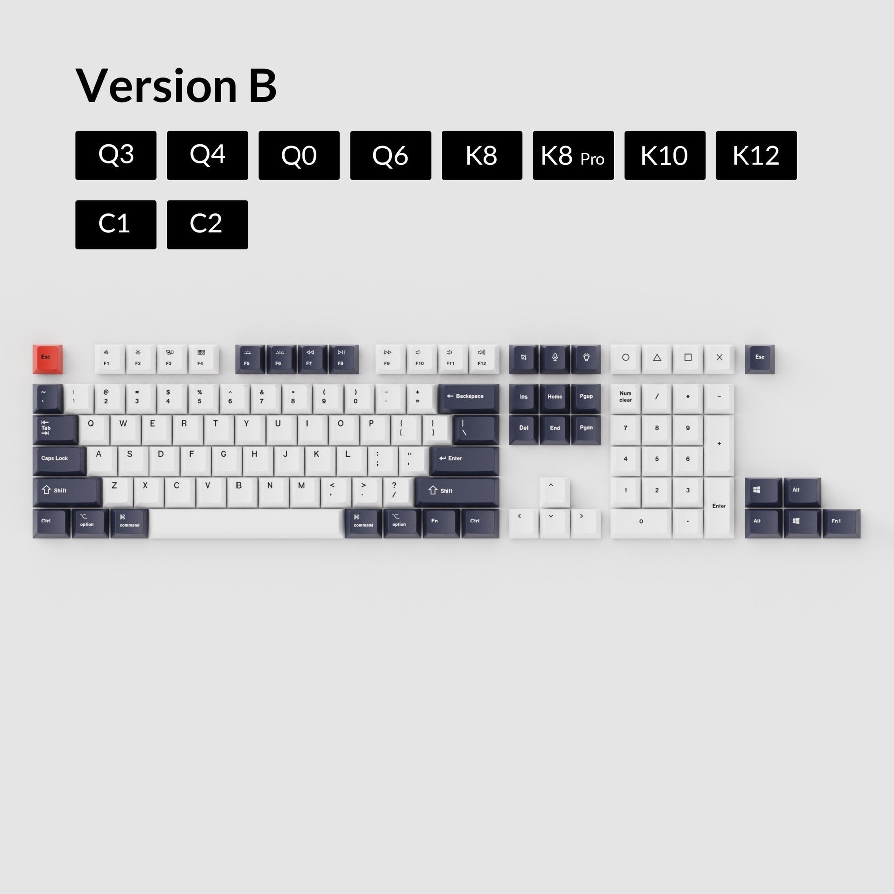 keychron-set-de-keycaps-oem-pbt-dye-sub-noir-bleut-et-blanc image 1
