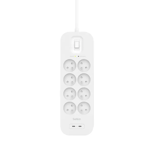 belkin-multiprise-parafoudre-8-prises-2-usb-c-pd-18w-2m image 1