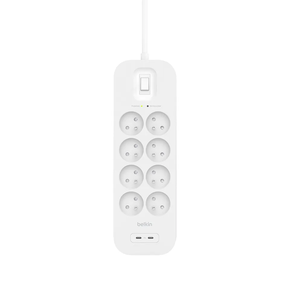 belkin-multiprise-parafoudre-8-prises-2-usb-c-pd-18w-2m image 1