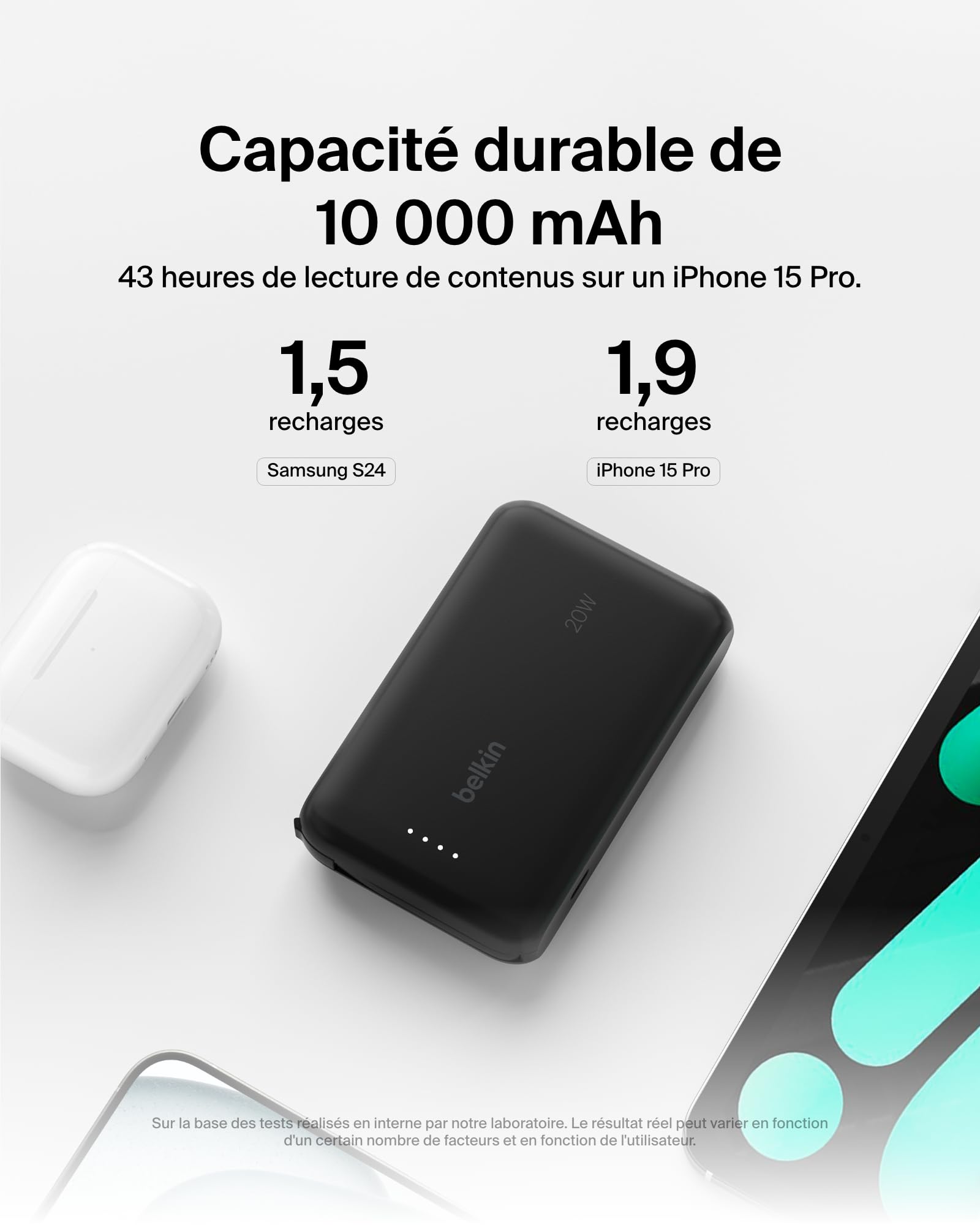 belkin-boostcharge-batterie-externe-10-000-mah-avec-c-ble-usb-c-int-gr-pd-20-w image 4