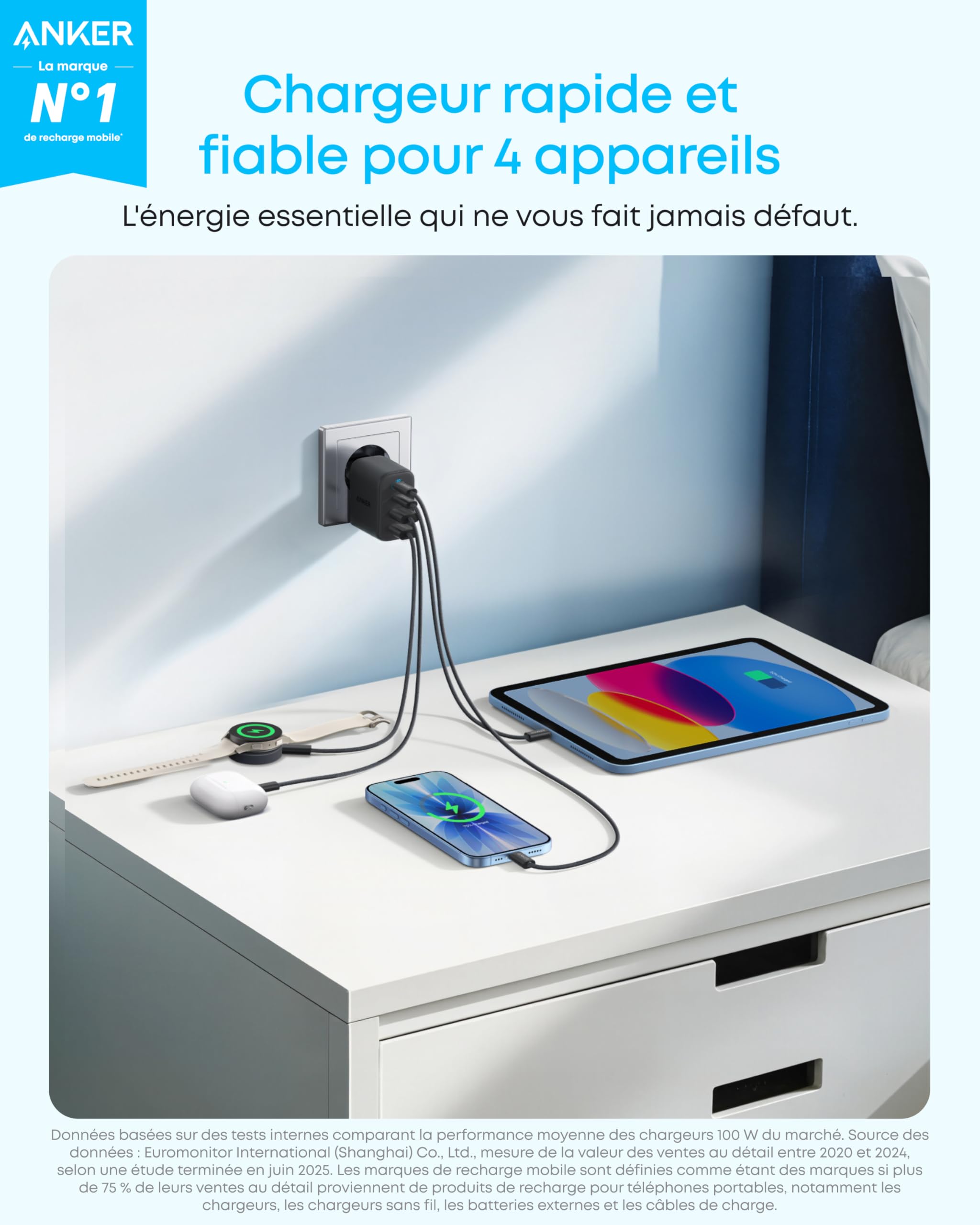 anker-zolo-chargeur-mural-usb-c-4-ports-50-w-2x-usb-c-2x-usb-a image 2