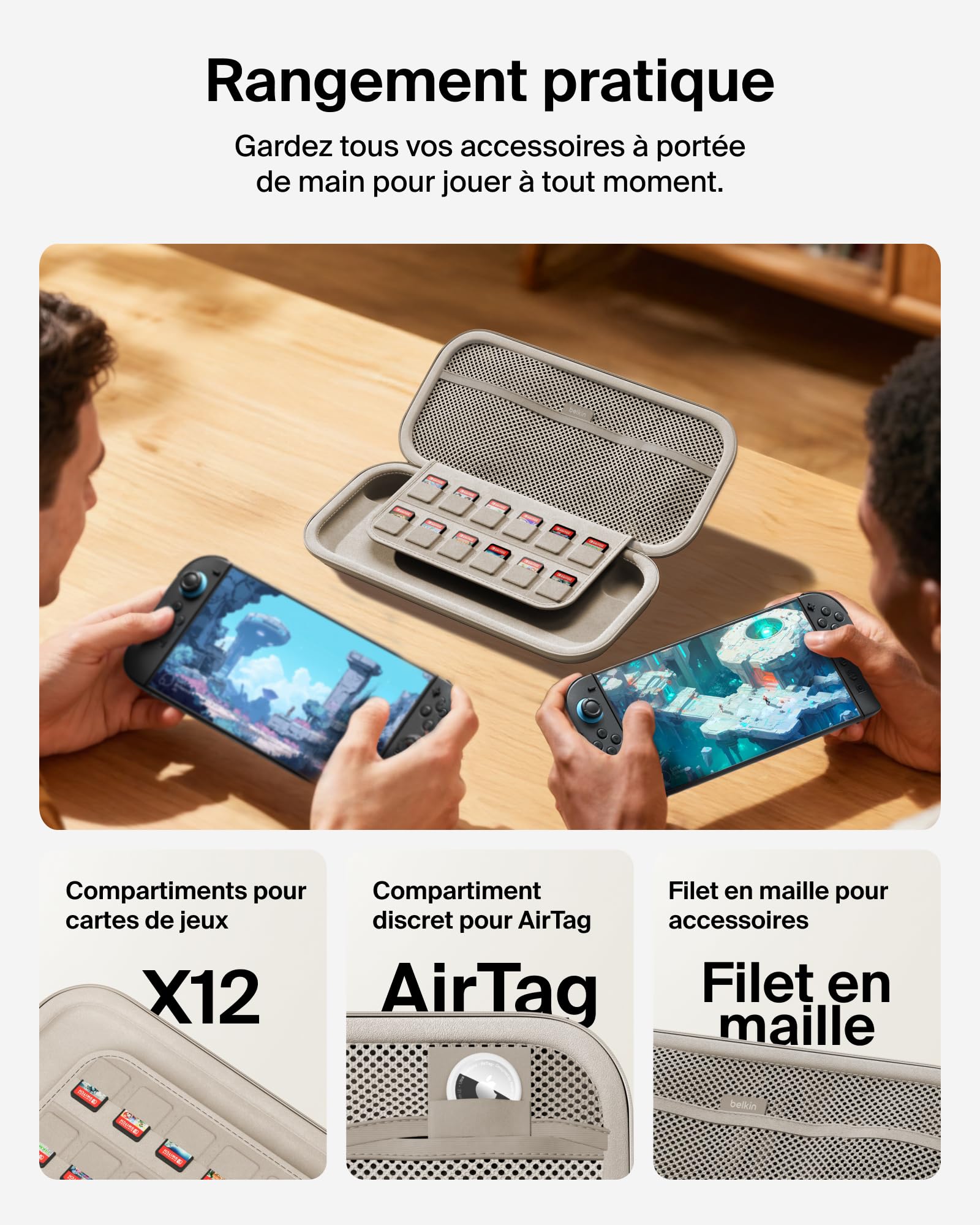 belkin-gaming-pochette-nintendo-switch-2-rigide-12-cartes-airtag-beige image 5