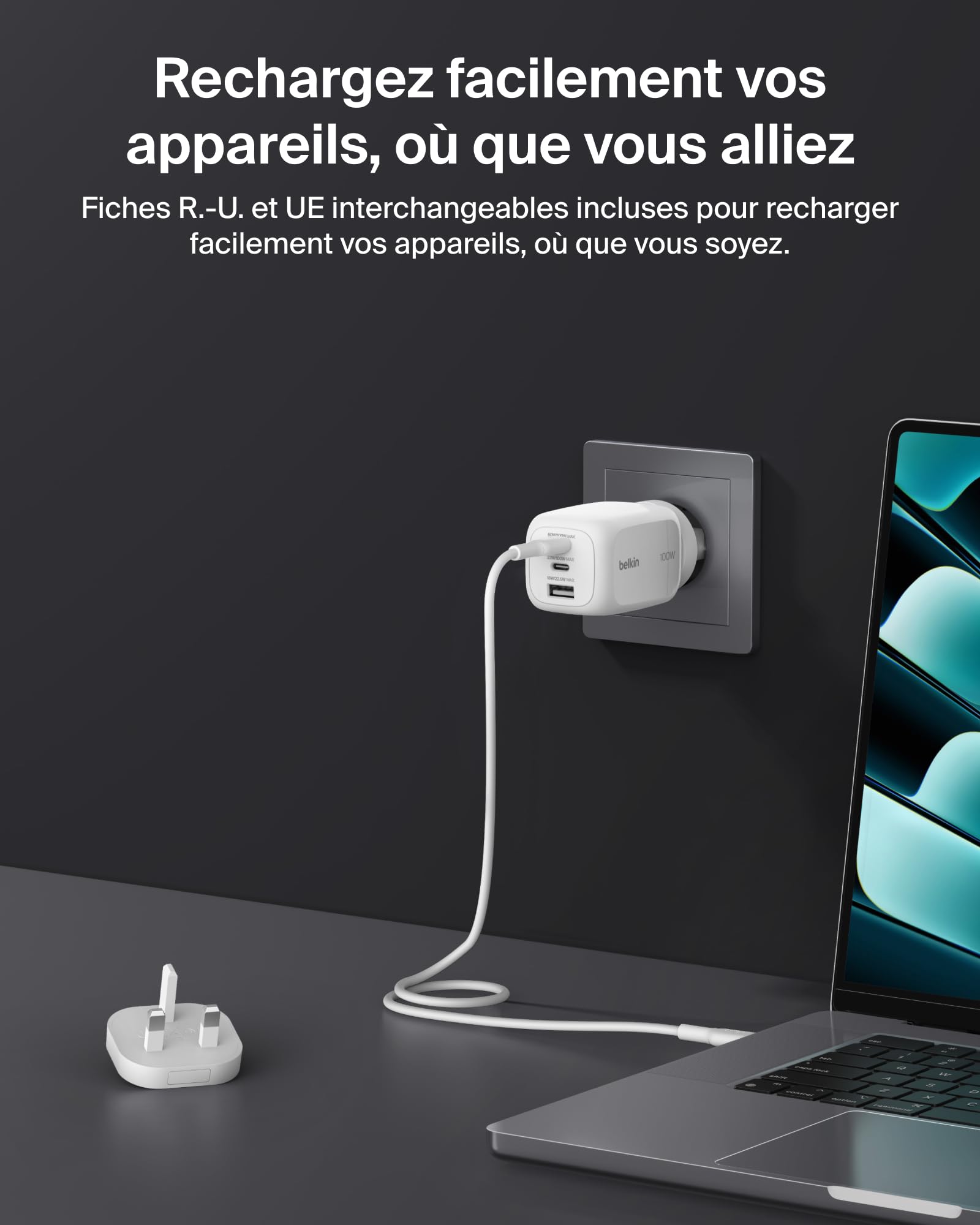 belkin-chargeur-secteur-gan-100w-3-ports-2x-usb-c-usb-a image 3