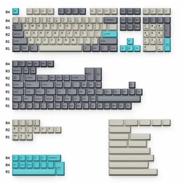 keychron-cherry-profile-double-shot-pbt-set-complet-de-capuchons-dolch-blue image 1