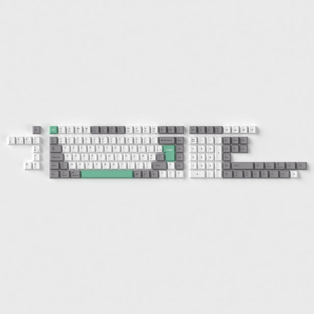 keychron-set-de-keycaps-iso-cherry-dye-sub-pbt-full-set-gris-blanc-menthe image 3