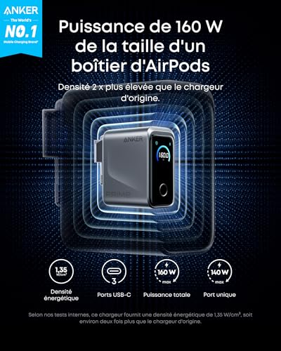 anker-prime-chargeur-usb-c-160w-3-ports-cran-intelligent image 8