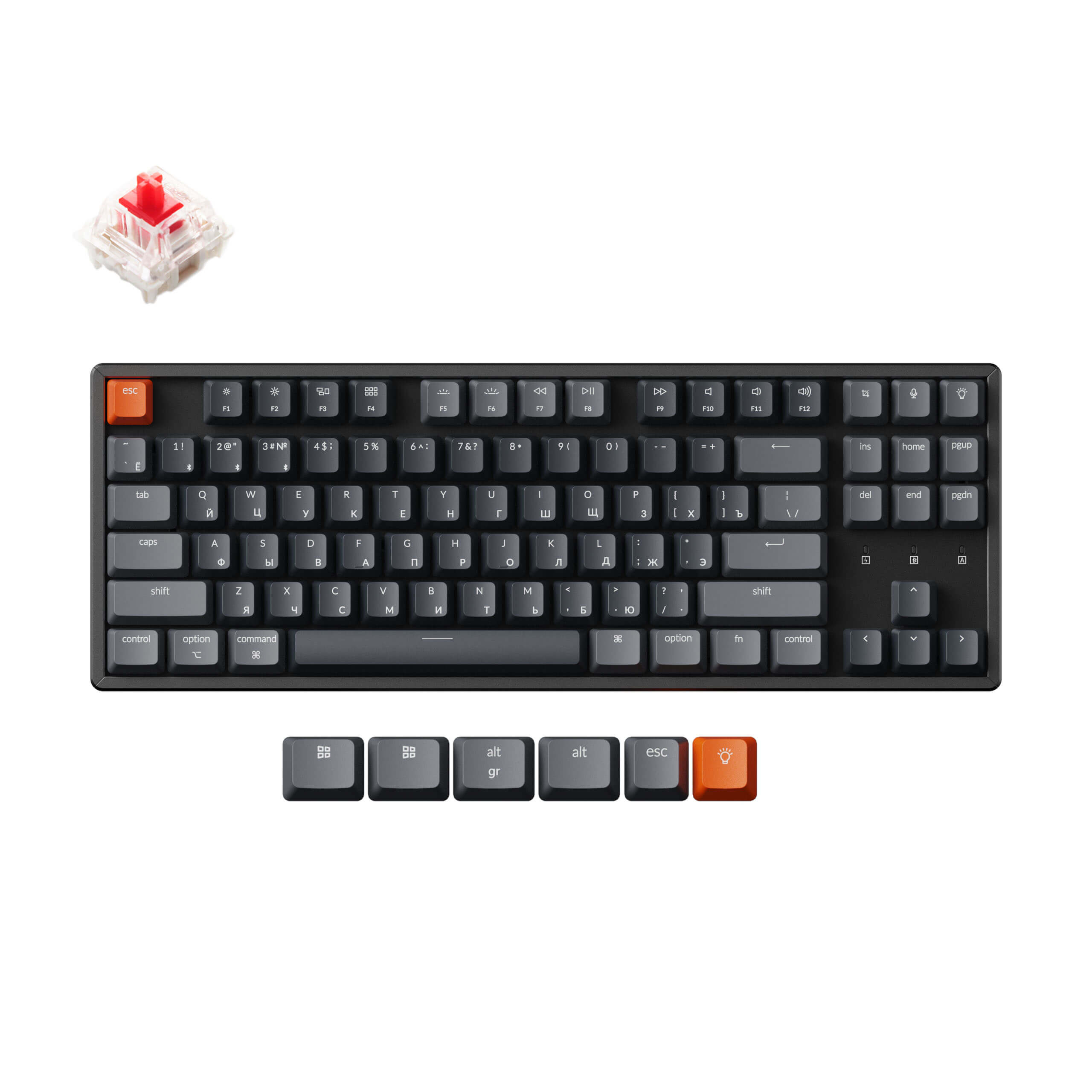 keychron-k8-clavier-m-canique-sans-fil-tkl-80-layout-russe-ru image 1