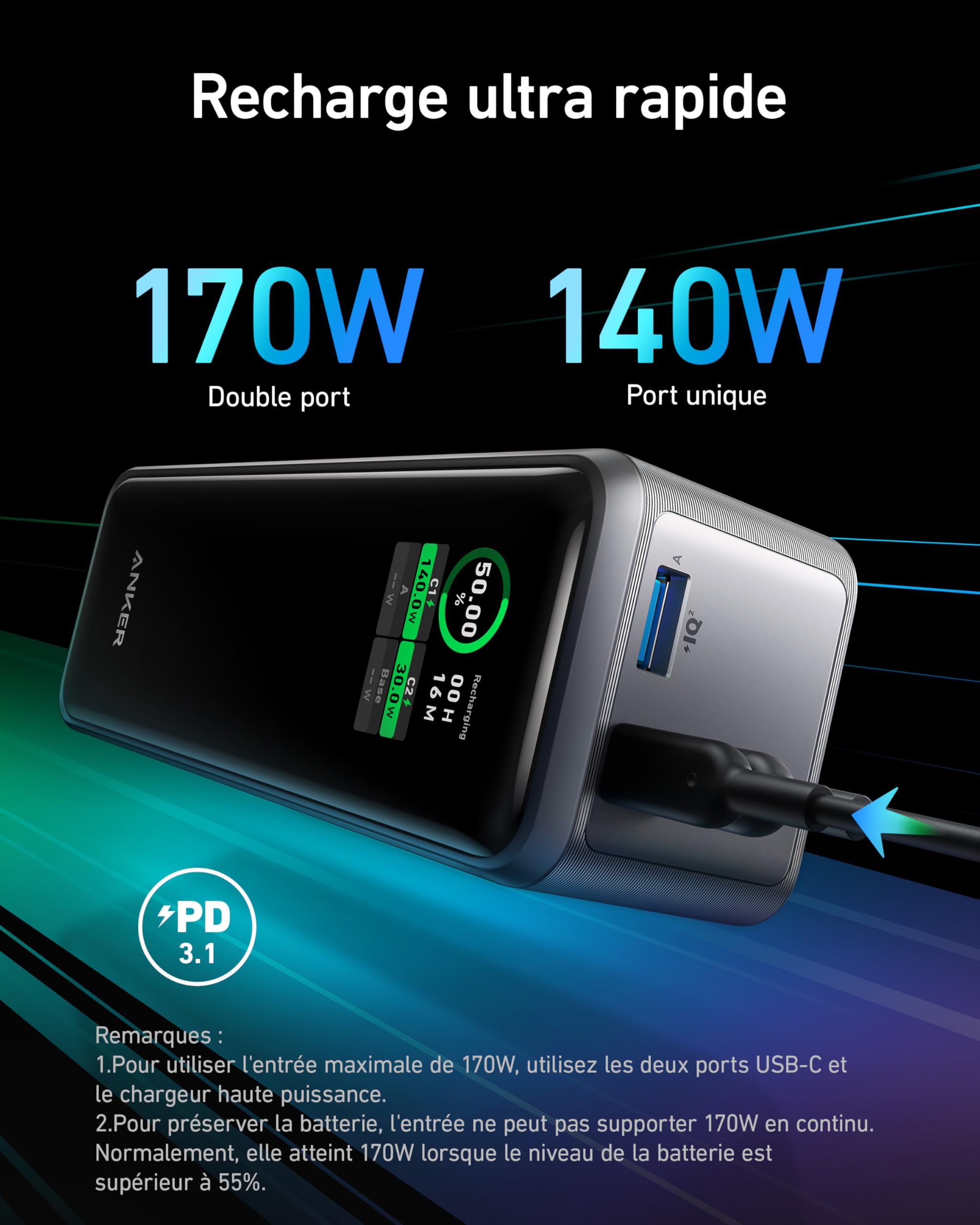 anker-prime-batterie-externe-27650mah-250w-3-ports image 5