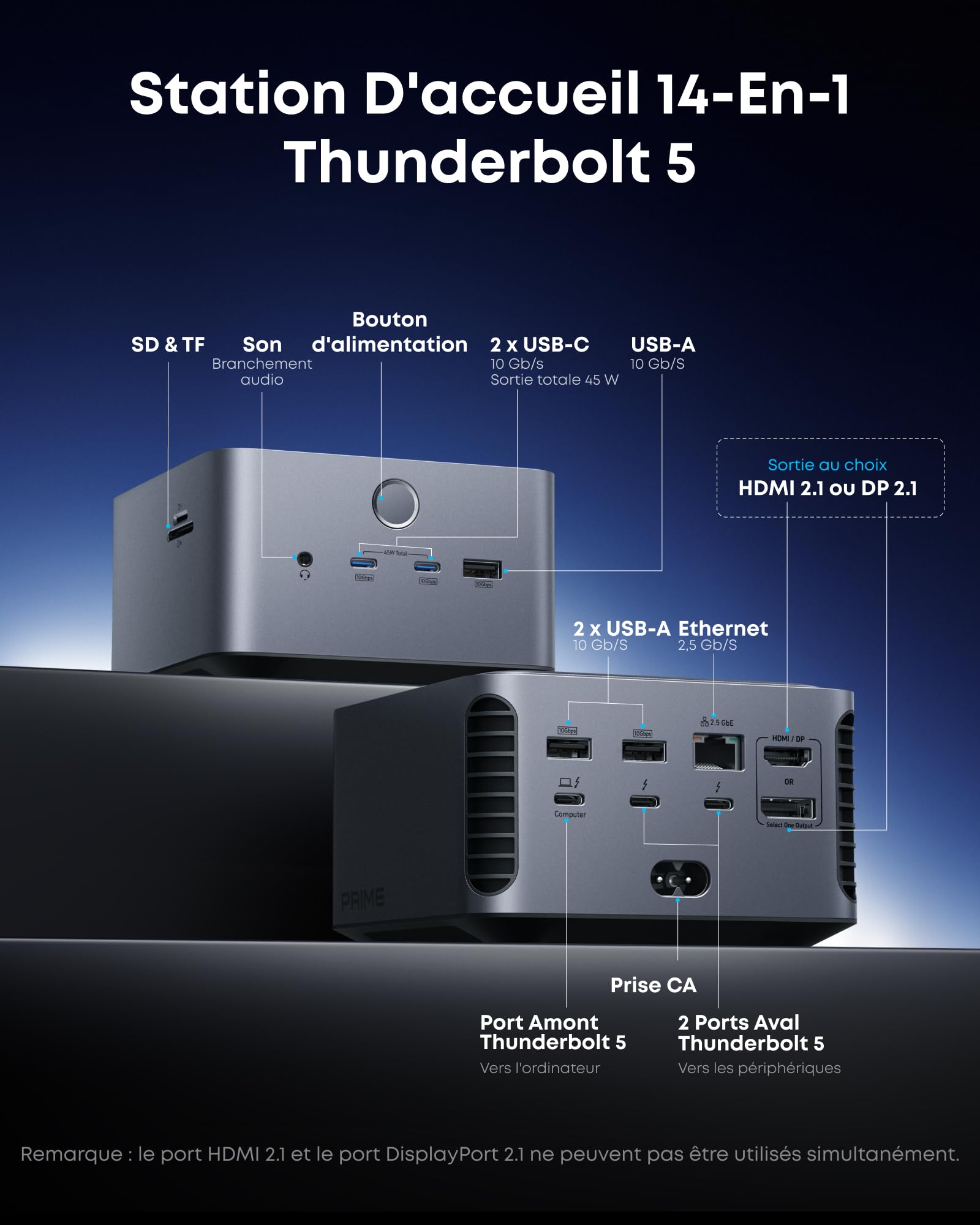 anker-prime-tb5-station-d-accueil-14-ports-thunderbolt-5-140w-8k image 2