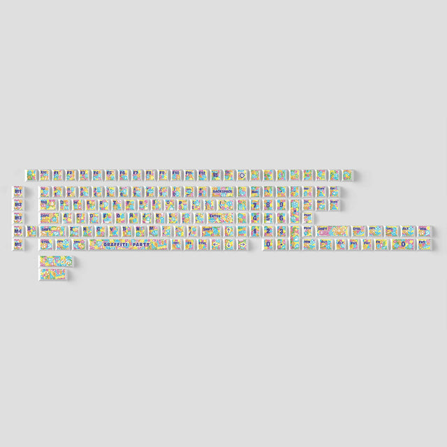 keychron-graffiti-party-set-de-140-keycaps-pbt-cherry-profile-dye-sub image 1