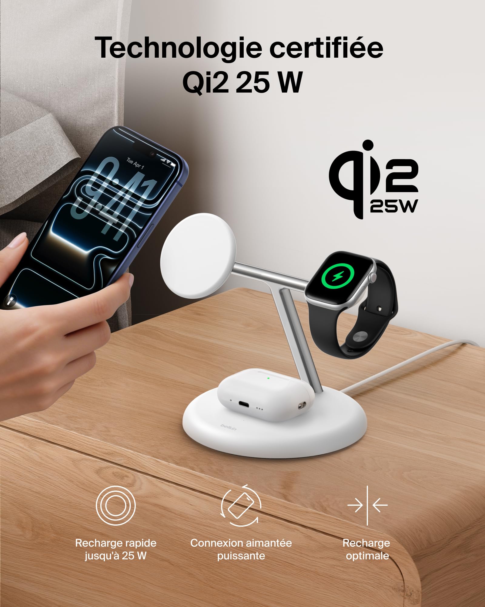 belkin-ultracharge-station-de-recharge-sans-fil-3-en-1-qi2-2-25w-blanc image 4