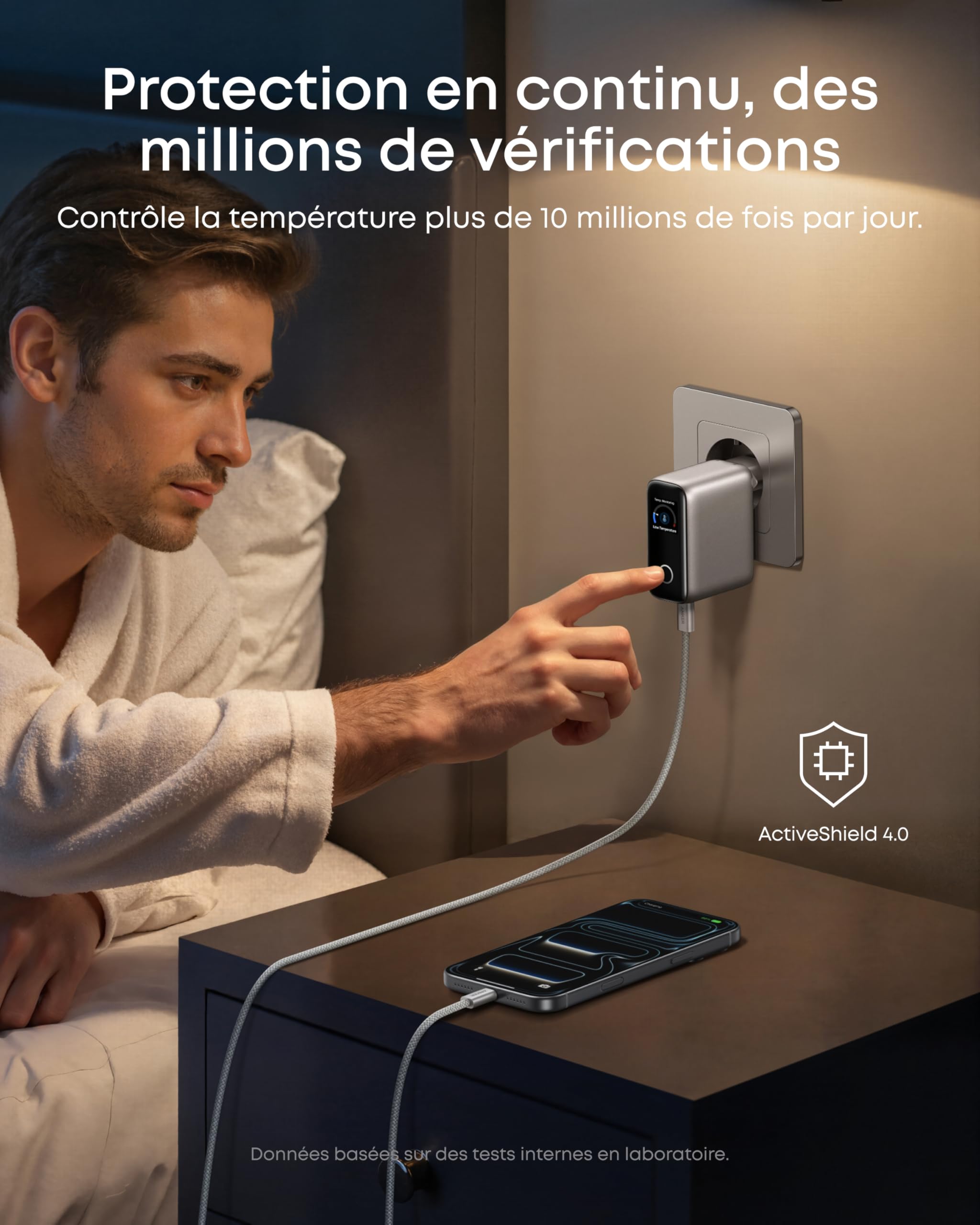 anker-chargeur-usb-c-100w-3-ports-gan-avec-cran-intelligent-tactile image 7