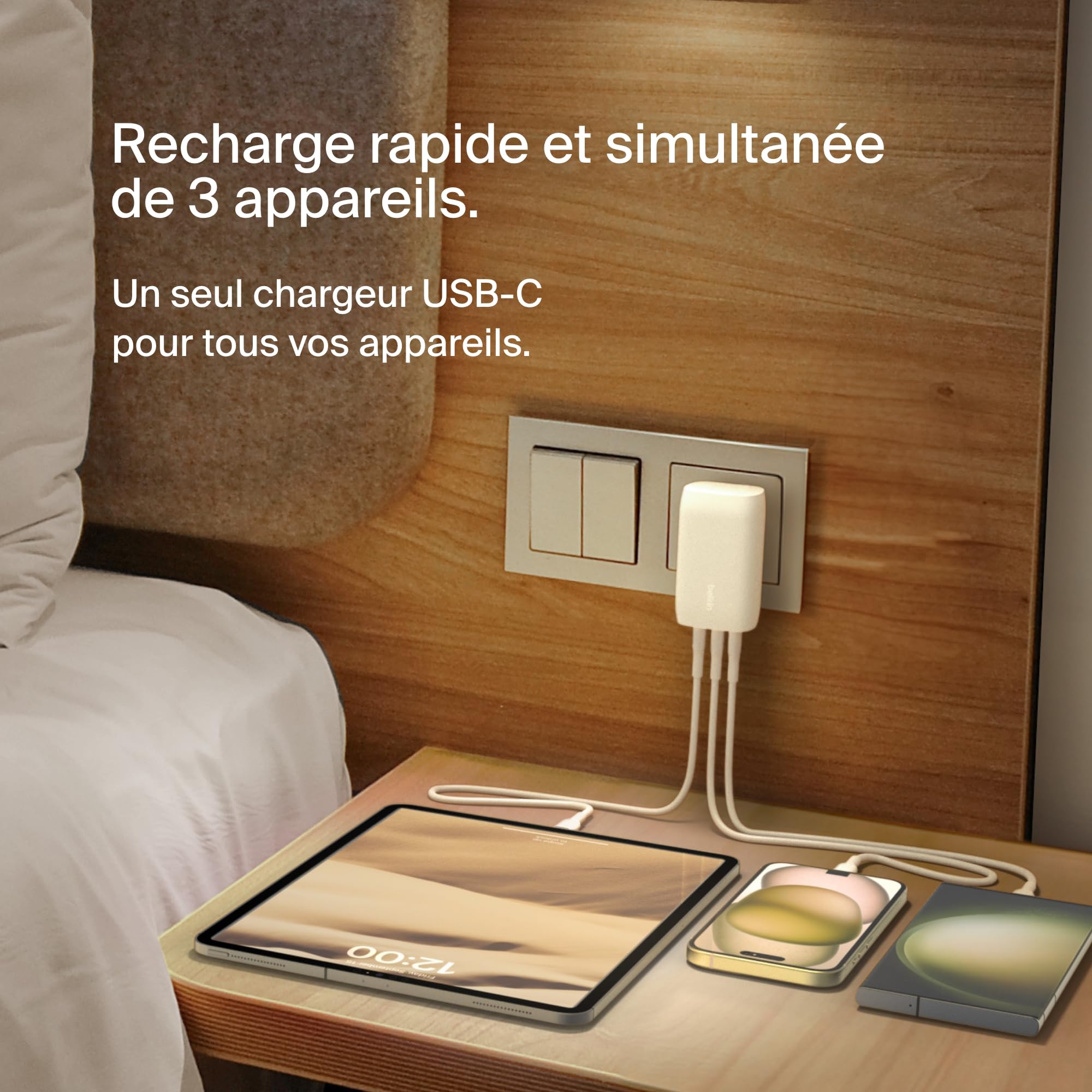 belkin-boostcharge-chargeur-secteur-3-ports-usb-c-67w-pps-blanc image 2
