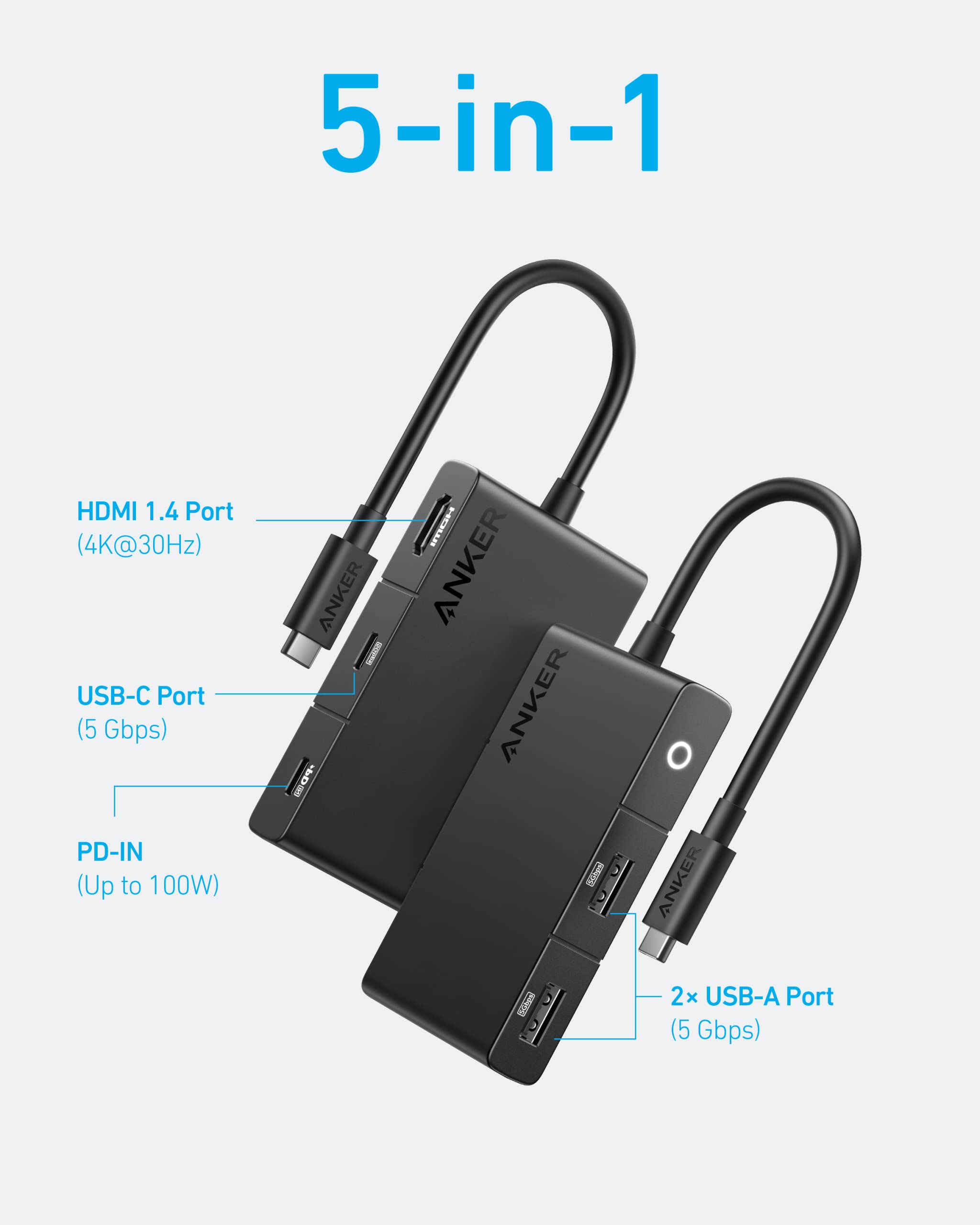 anker-hub-332-usb-c-5-en-1-hdmi-4k-100w-charge-pass-through image 2