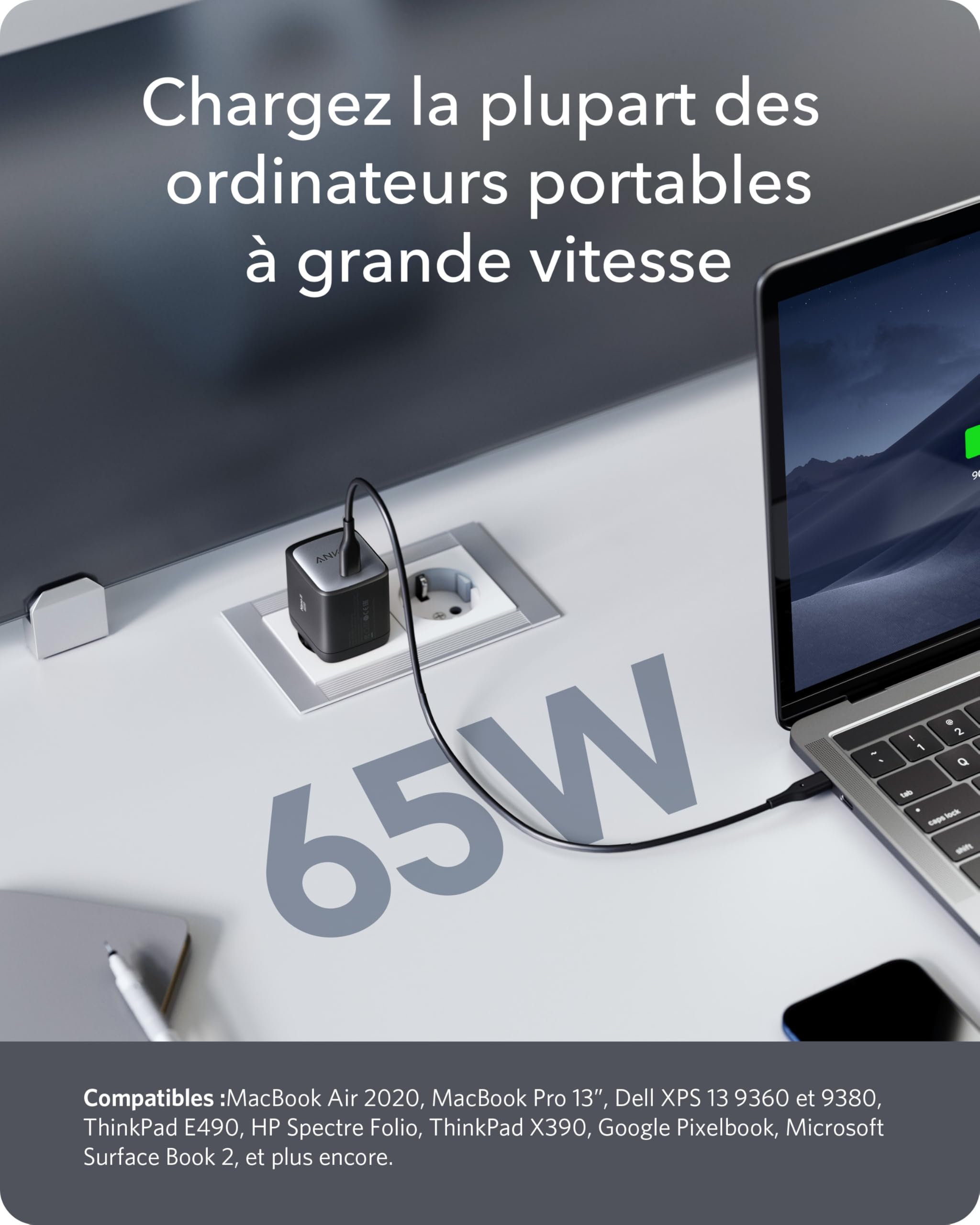 anker-nano-ii-chargeur-usb-c-65w-gan-ii-charge-rapide-macbook-iphone-samsung image 3