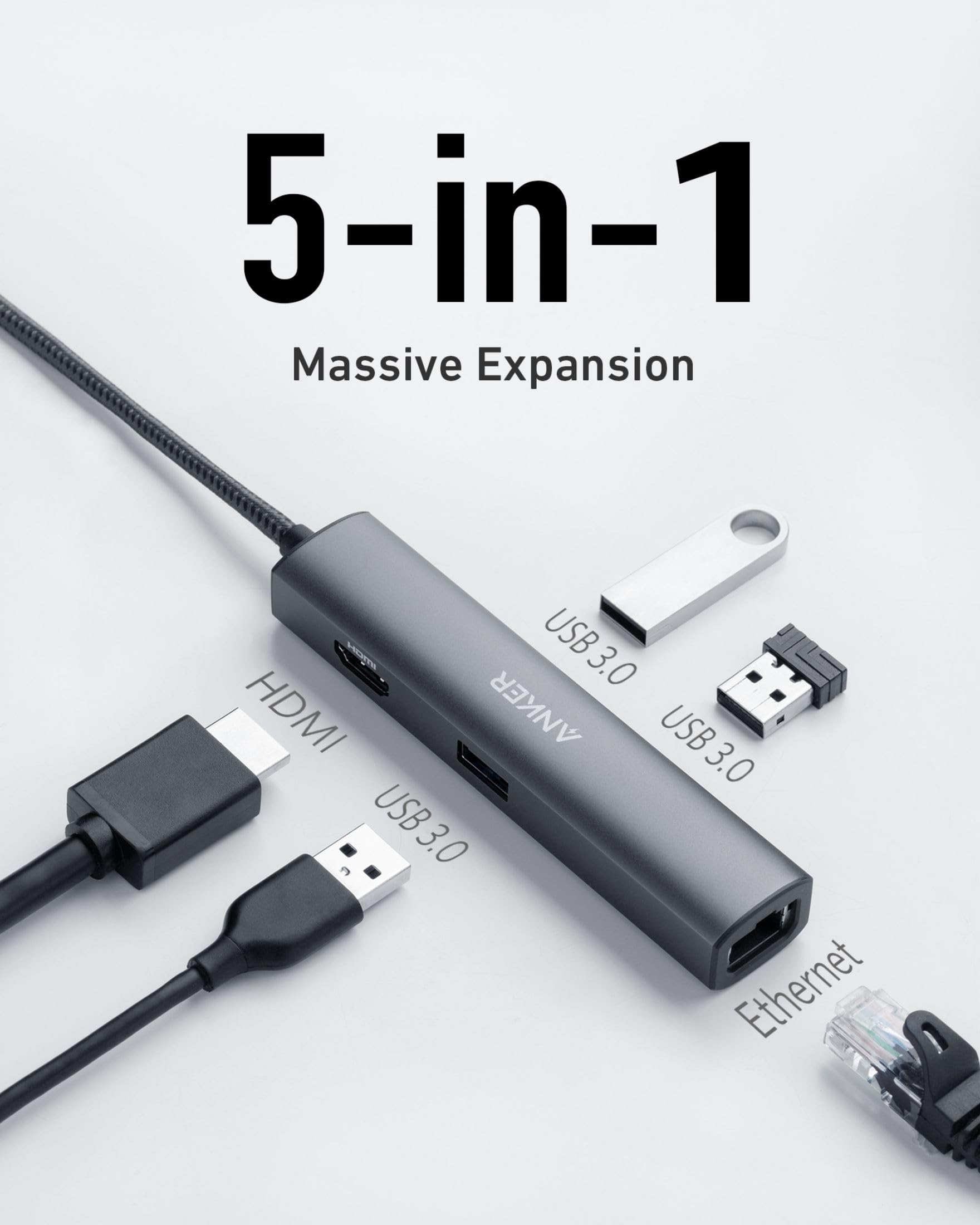 anker-powerexpand-adaptateur-usb-c-5-en-1-hdmi-4k-ethernet-3x-usb-3-0 image 2