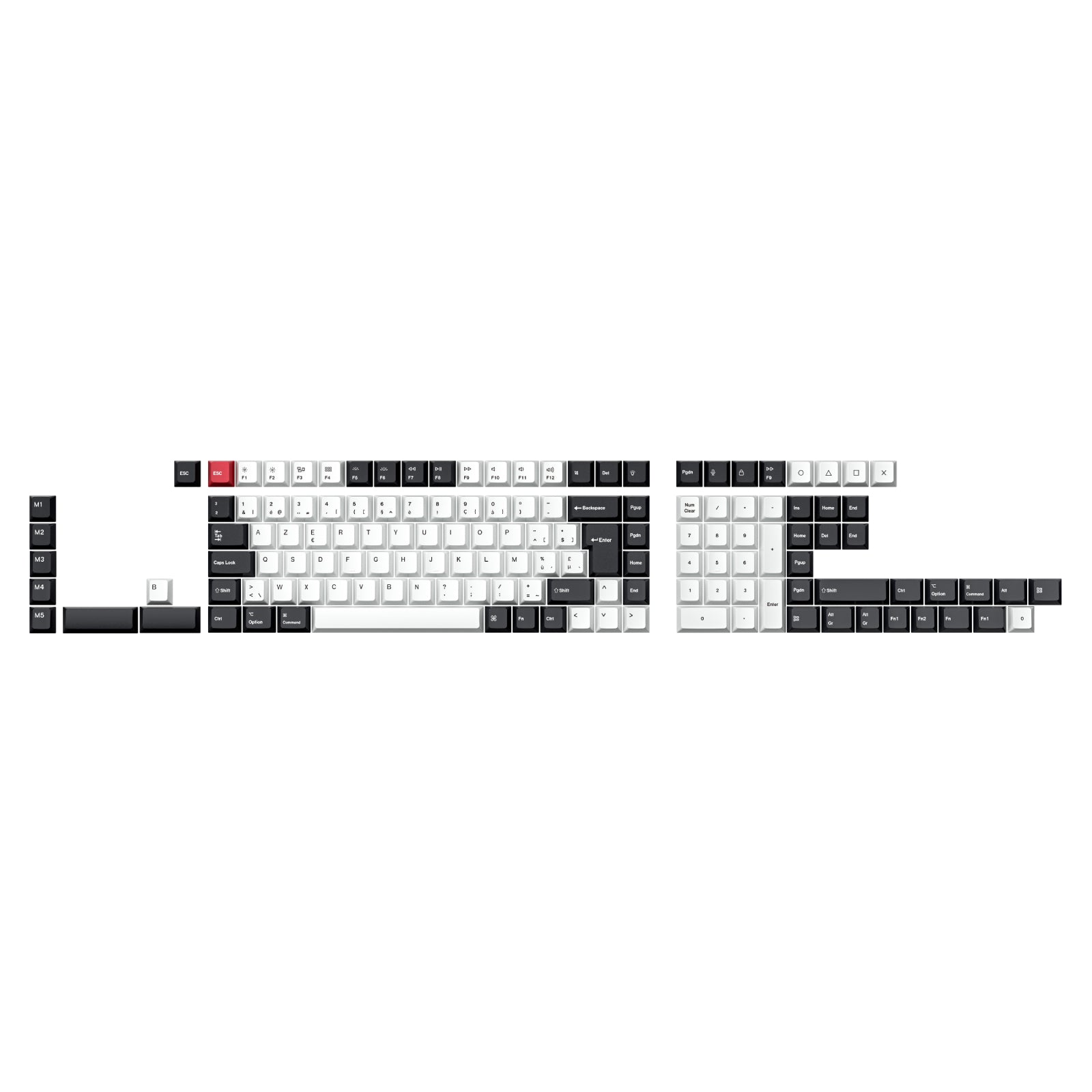 keychron-set-de-touches-iso-cherry-dye-sub-pbt-full-set-black-and-white image 7