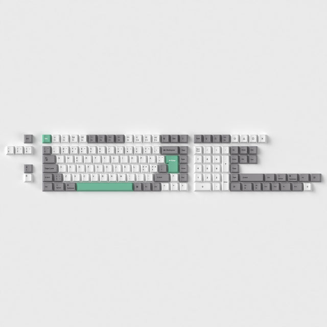 keychron-set-de-keycaps-iso-cherry-dye-sub-pbt-full-set-gris-blanc-menthe image 4