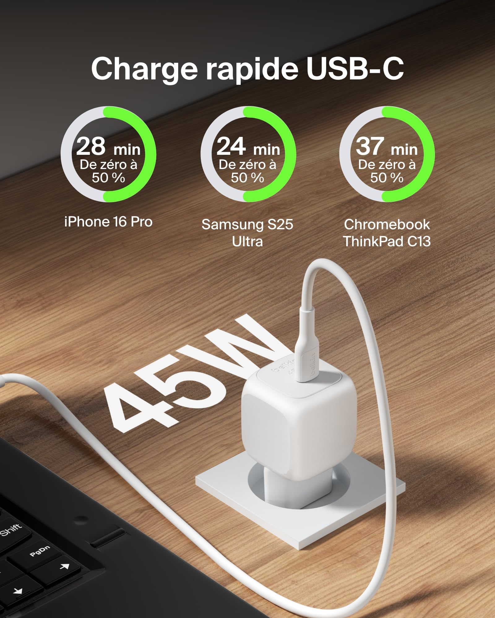 belkin-boostcharge-chargeur-secteur-compact-usb-c-pd-45w-blanc image 2