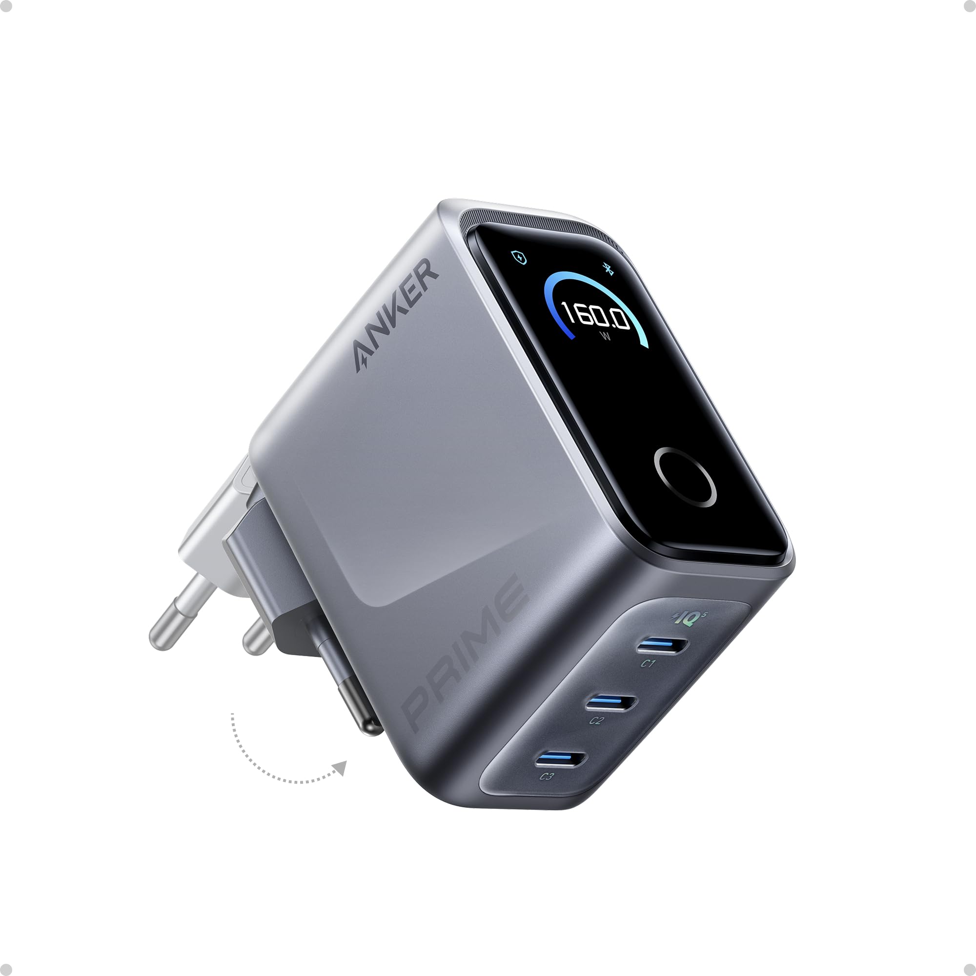 anker-prime-chargeur-usb-c-160w-3-ports-cran-intelligent image 1